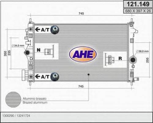 AHE 121149 Радіатор, охолодження двигуна