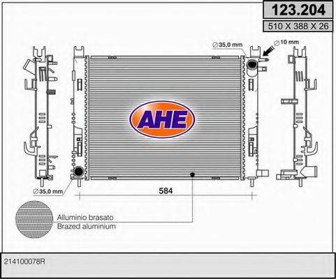 AHE 123204 Радіатор, охолодження двигуна