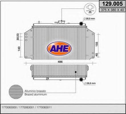 AHE 129005 Радіатор, охолодження двигуна