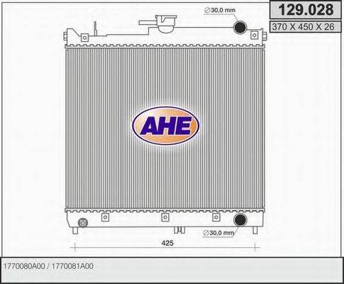 AHE 129028 Радіатор, охолодження двигуна