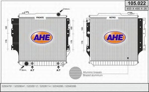 AHE 105022 Радіатор, охолодження двигуна