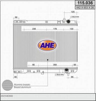 AHE 115036 Радіатор, охолодження двигуна