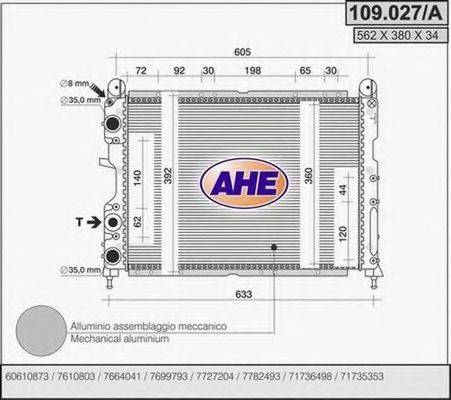 AHE 109027A Радіатор, охолодження двигуна