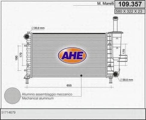 AHE 109357 Радіатор, охолодження двигуна