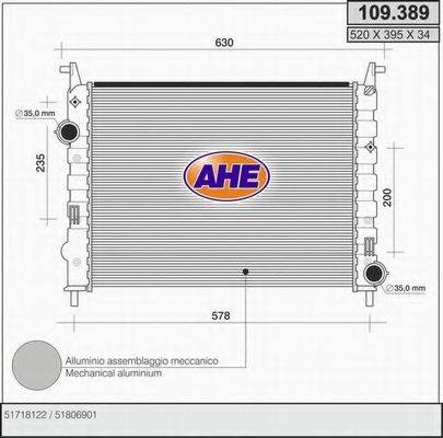 AHE 109389 Радіатор, охолодження двигуна