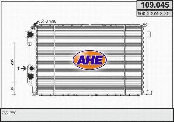 AHE 109045 Радіатор, охолодження двигуна