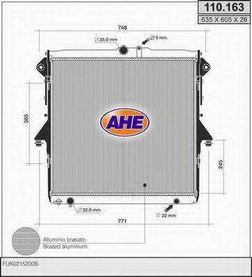 AHE 110163 Радіатор, охолодження двигуна