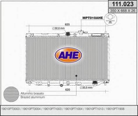 AHE 111023 Радіатор, охолодження двигуна