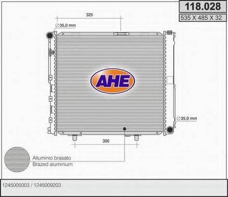 AHE 118028 Радіатор, охолодження двигуна