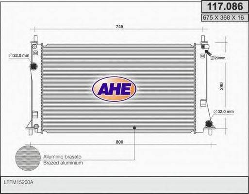 AHE 117086 Радіатор, охолодження двигуна