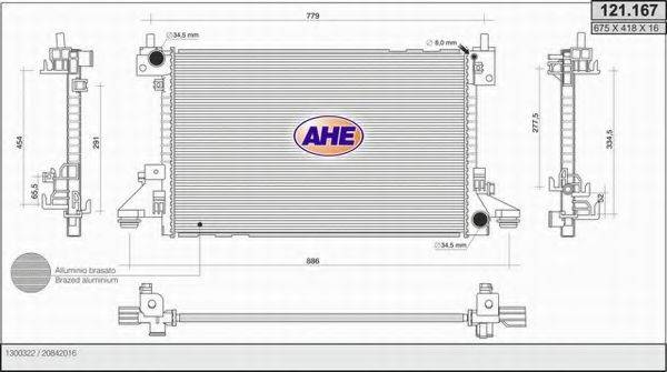 AHE 121167 Радіатор, охолодження двигуна