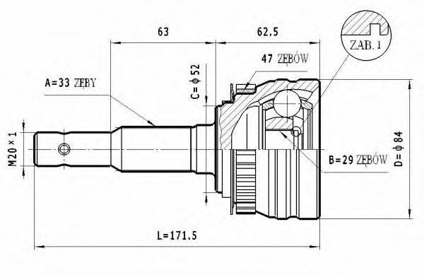 STATIM C144 Шарнірний комплект, приводний вал