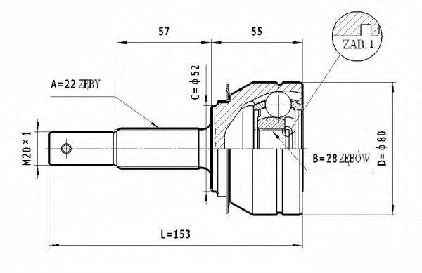 STATIM C228 Шарнірний комплект, приводний вал