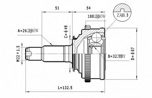 STATIM C428 Шарнірний комплект, приводний вал