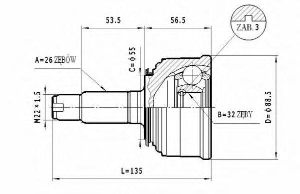 STATIM C452 Шарнірний комплект, приводний вал