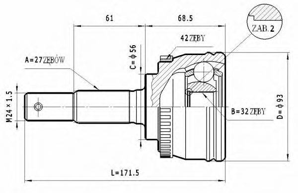 STATIM C537 Шарнірний комплект, приводний вал