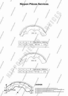 NPS N350N00 Комплект гальмівних колодок