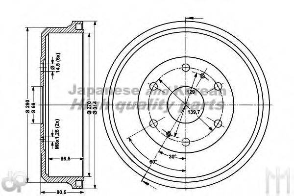 ASHUKI T11353 Гальмівний барабан