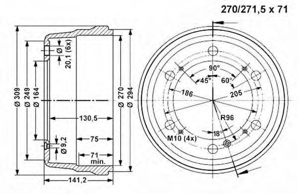 VEMA 800855 Гальмівний барабан