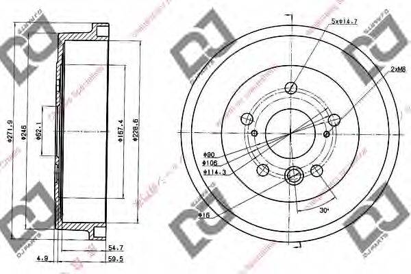 DJ PARTS BR1026 Гальмівний барабан