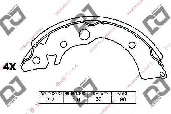 DJ PARTS BS1004 Комплект гальмівних колодок