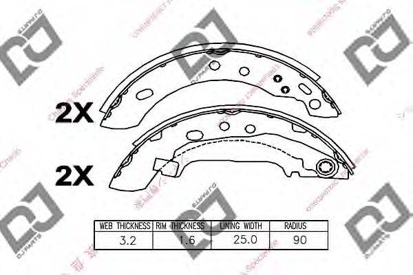 DJ PARTS BS1126 Комплект гальмівних колодок