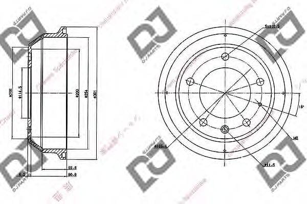 DJ PARTS BR1052 Гальмівний барабан