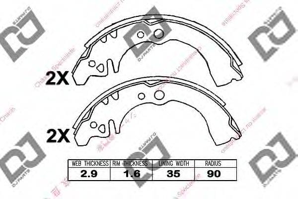 DJ PARTS BS1078 Комплект гальмівних колодок