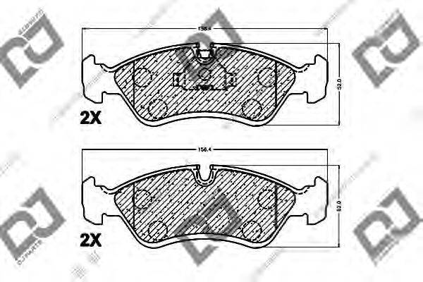 DJ PARTS BP1266 Комплект гальмівних колодок, дискове гальмо