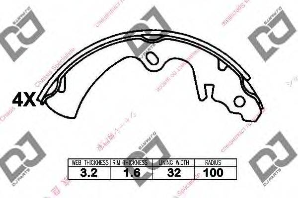 DJ PARTS BS1265 Комплект гальмівних колодок