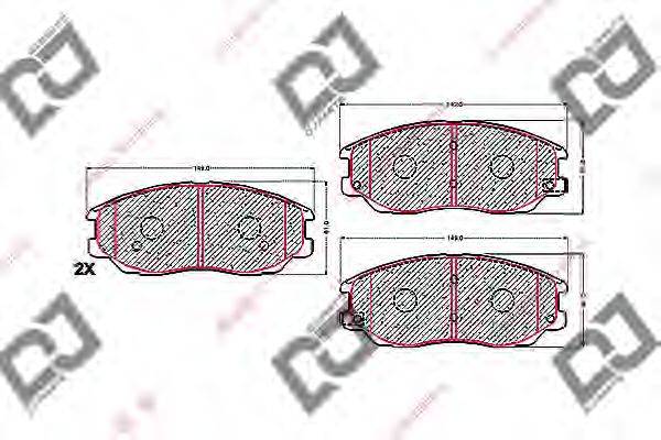 DJ PARTS BP1620 Комплект гальмівних колодок, дискове гальмо