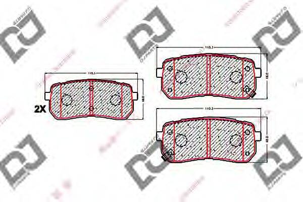 DJ PARTS BP1596 Комплект гальмівних колодок, дискове гальмо