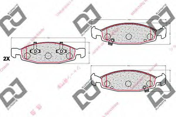 DJ PARTS BP2029 Комплект гальмівних колодок, дискове гальмо