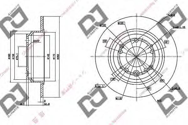 DJ PARTS BD1048 гальмівний диск