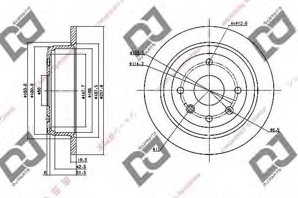 DJ PARTS BD1088 гальмівний диск