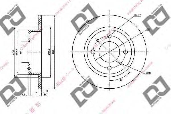 DJ PARTS BD1943 гальмівний диск