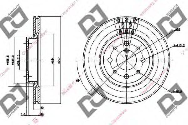 DJ PARTS BD1293 гальмівний диск