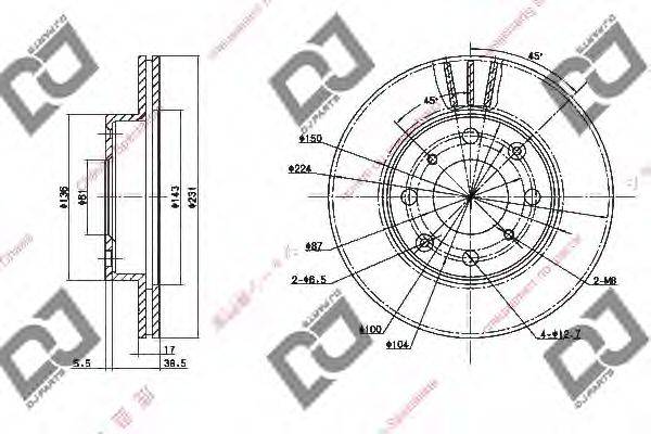 DJ PARTS BD1545 гальмівний диск