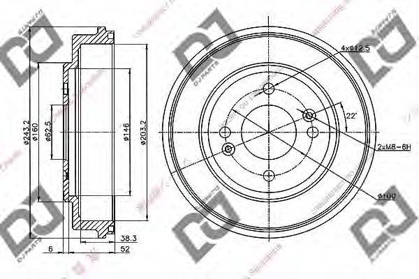 DJ PARTS BR1105 Гальмівний барабан