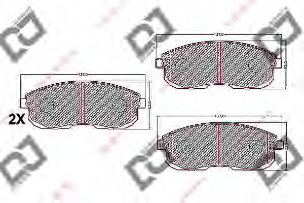 DJ PARTS BP1087 Комплект гальмівних колодок, дискове гальмо