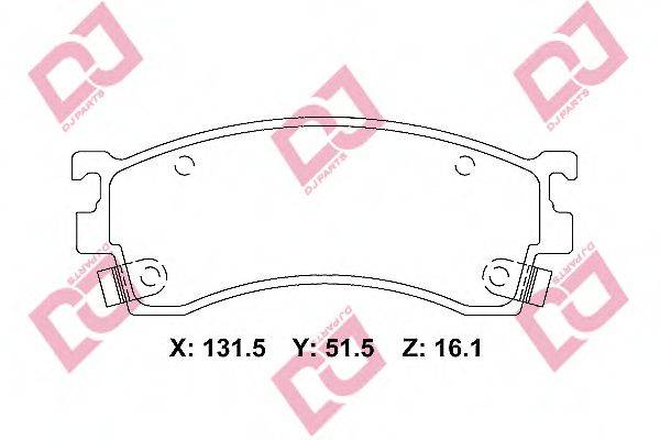 DJ PARTS BP2284 Комплект гальмівних колодок, дискове гальмо