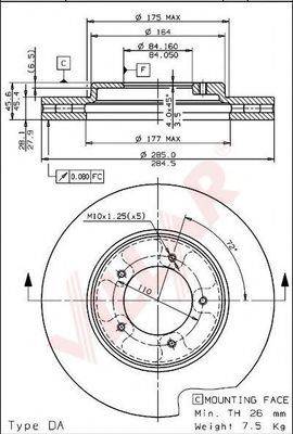 VILLAR 6281666 гальмівний диск