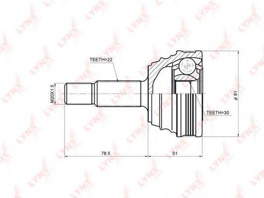 LYNXAUTO CO8011A Шарнірний комплект, приводний вал
