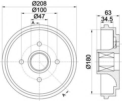 HELLA PAGID 8DT355300991 Гальмівний барабан