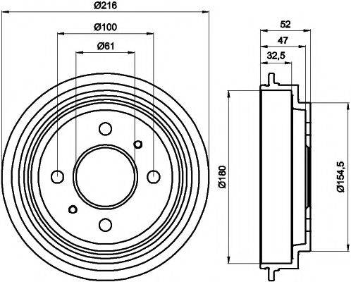 HELLA PAGID 8DT355301471 Гальмівний барабан