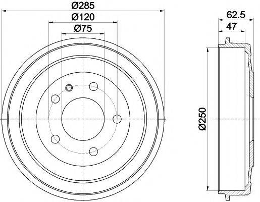 HELLA PAGID 8DT355300001 Гальмівний барабан