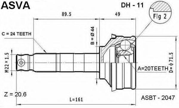 ASVA DH11 Шарнірний комплект, приводний вал