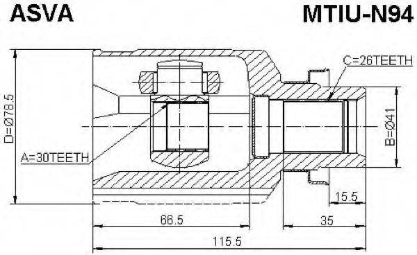 ASVA MTIUN94 Шарнірний комплект, приводний вал