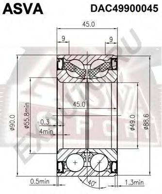 ASVA DAC49900045 Підшипник маточини колеса