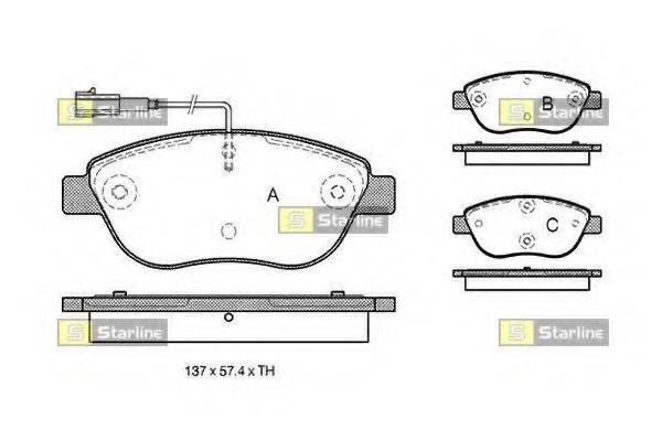 STARLINE BDS324P Комплект гальмівних колодок, дискове гальмо